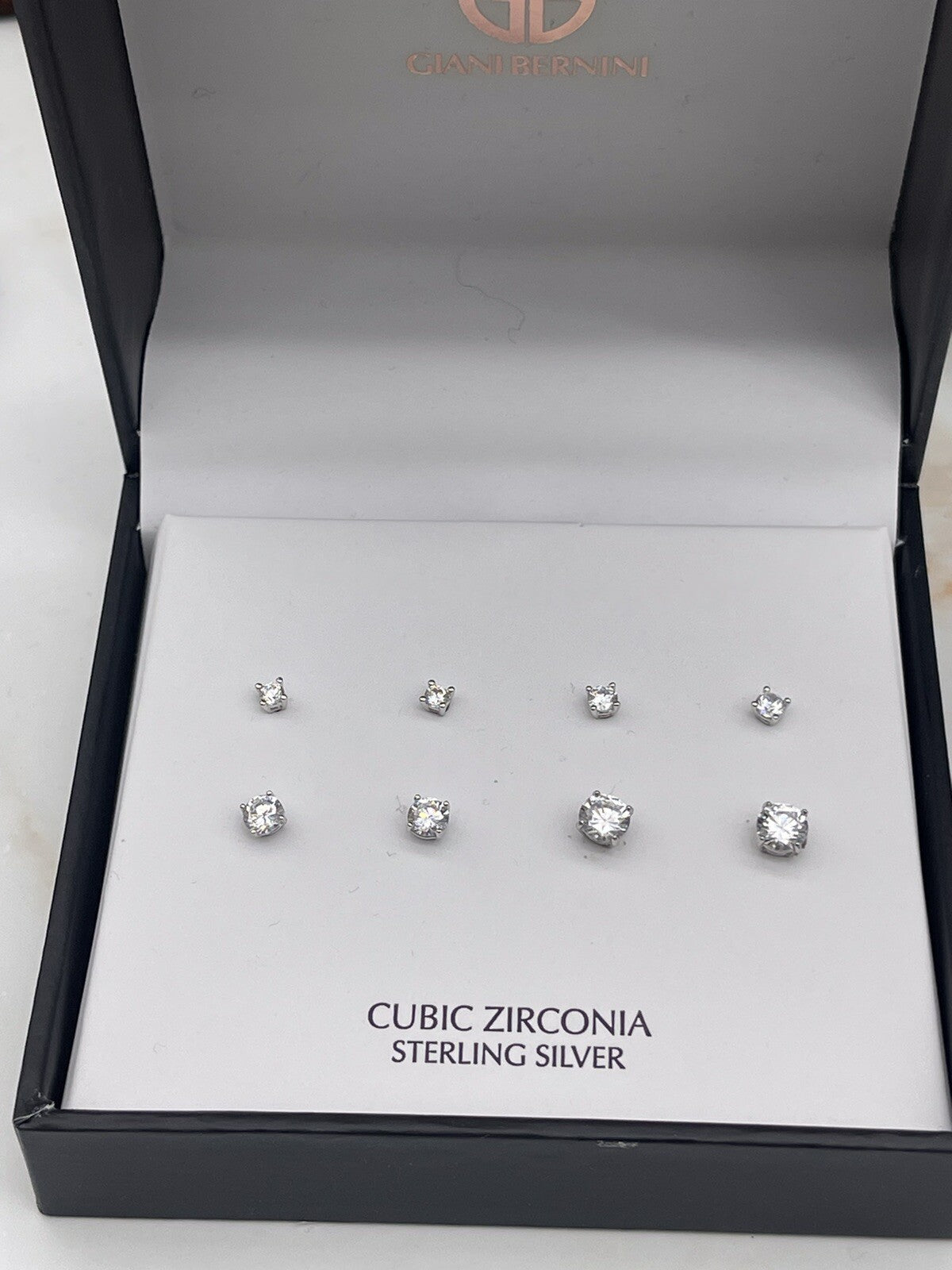 Giani Berni Cubic Zirconia Sterling Silver 4pc Earrings 