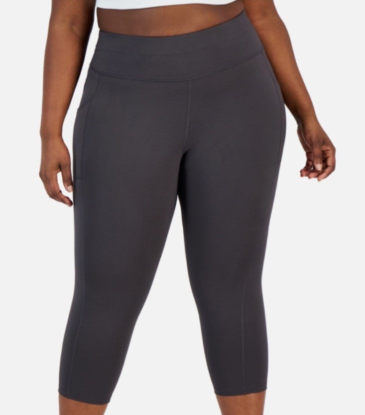 Ideology Women's Sz 1X Plus Size High Rise Side Pocket Cropped Leggings