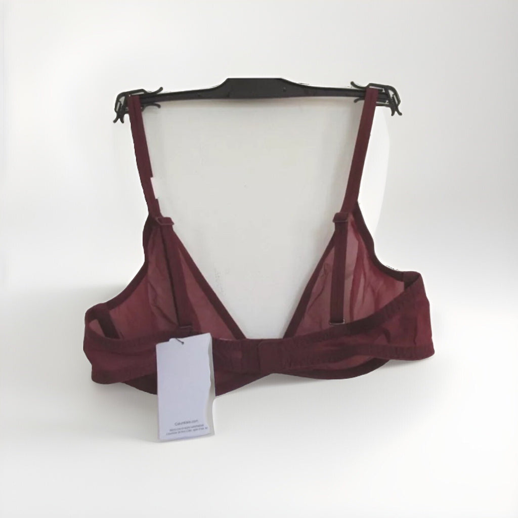 Calvin Klein CK Plunge See Through Bra Burgundy ( 32B