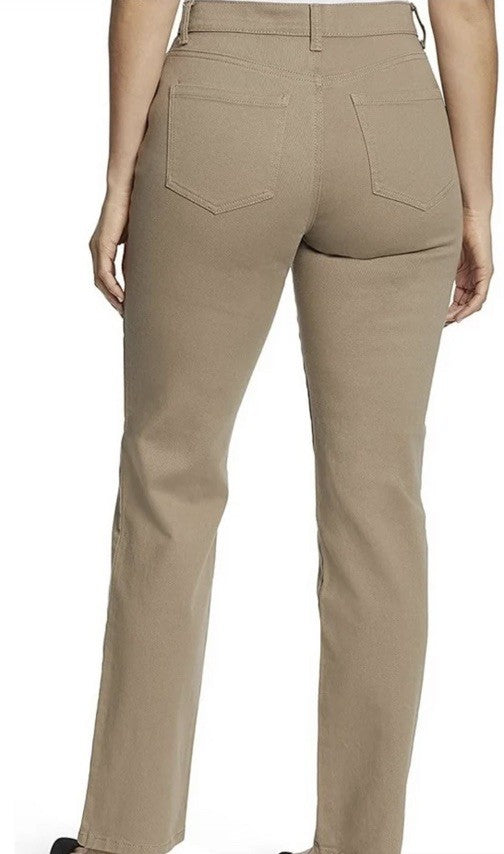 Gloria Vanderbilt Women's Amanda Colored Twill Straight-Leg Jeans Hazelnut 4