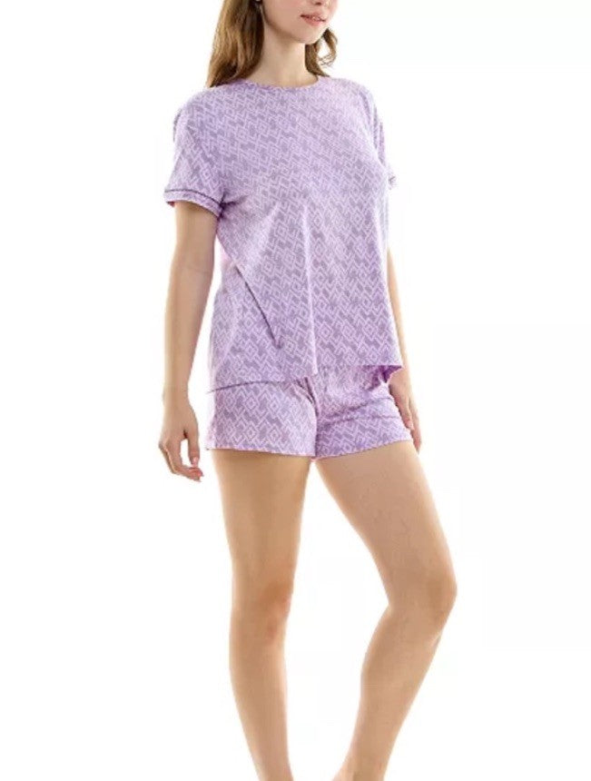 Roudelain Women's 2-Pc. Printed Short Pajamas Set Lilac XL