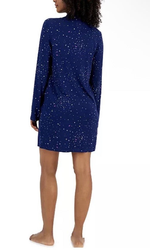 Womens Navy Blue Notch Collar Sleepshirt JENNI Intimates  Ditsy Space