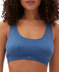 GAP GapBody Women's Ribbed Logo Comfort Racerback Bralette, Blue Large