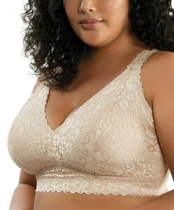 PARFAIT Plus Size Adriana Wire-Free Lace Bralette 38E Color Bare 