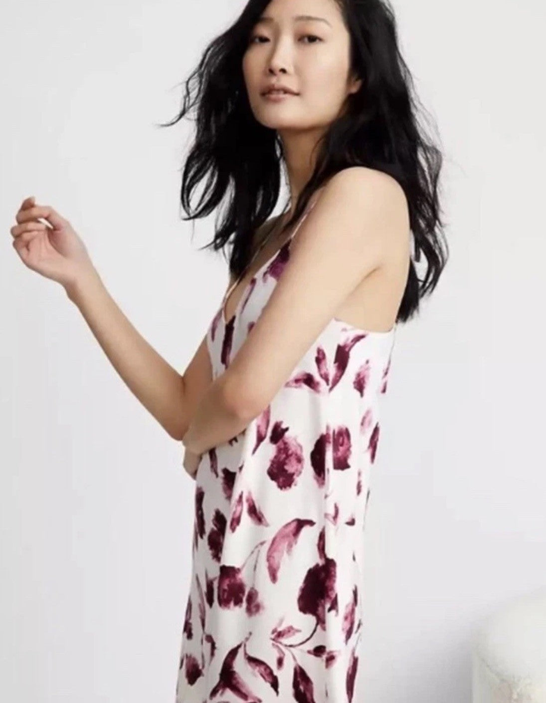 State of Day Women's Crepe de Chine Chemise Wtrcolor Floral S