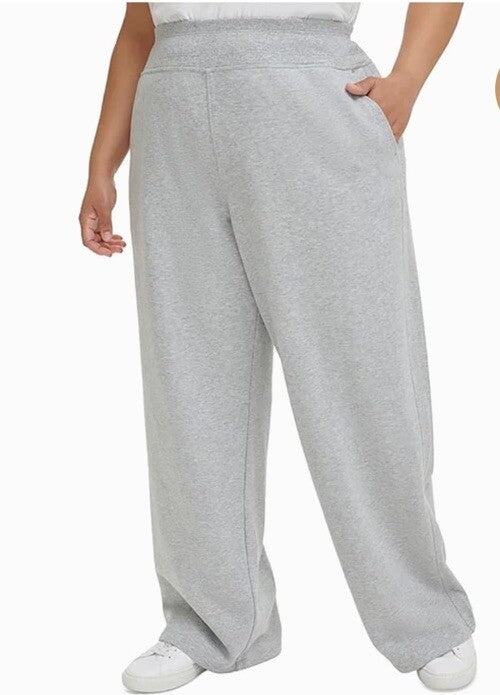 Calvin Klein Performance Womens Wide Leg Sweatpants Athletic Plus 2X Grey