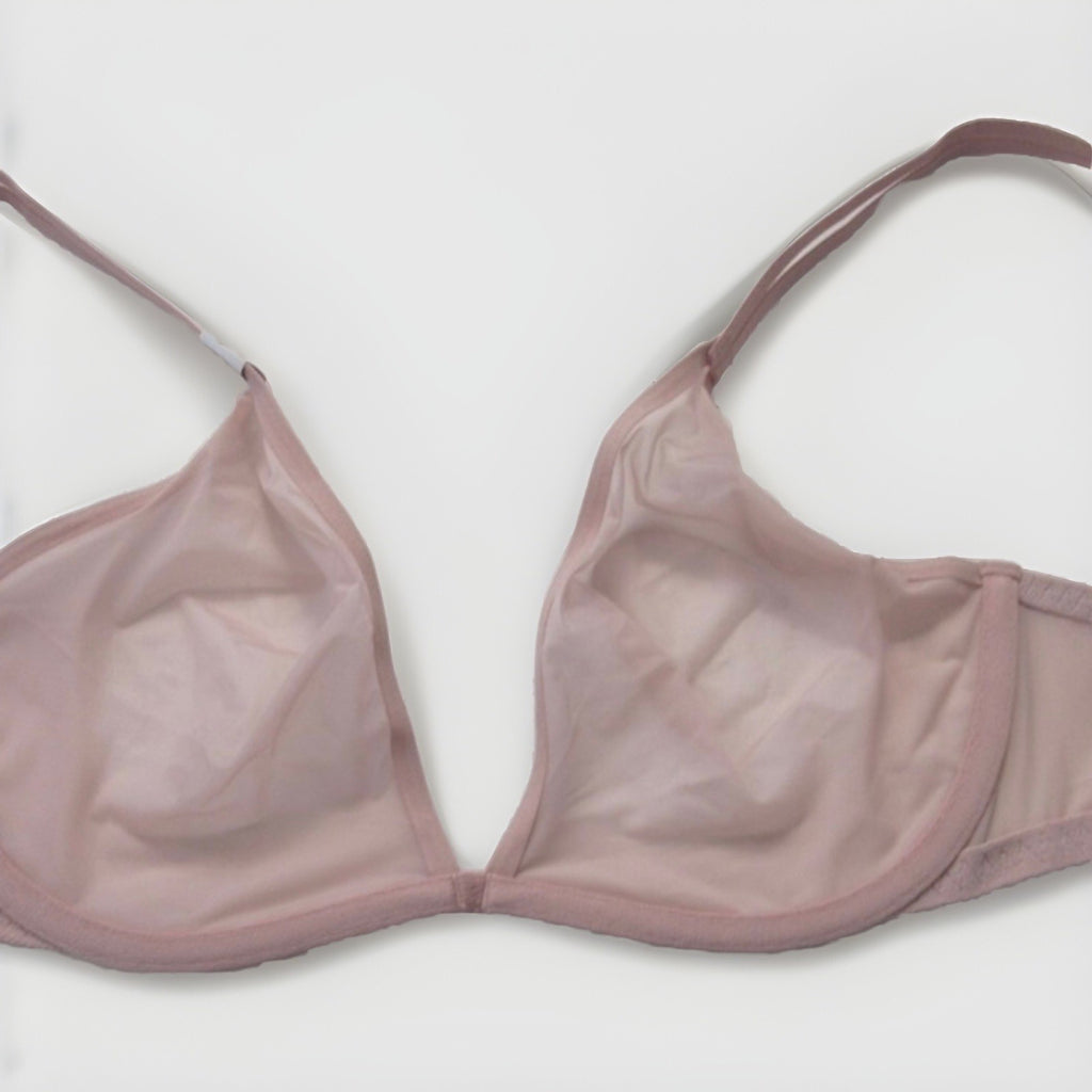 Calvin Klein Sheer Marquisette Unlined Plunge Bra, Subdued (Nude), 36A, MSRP