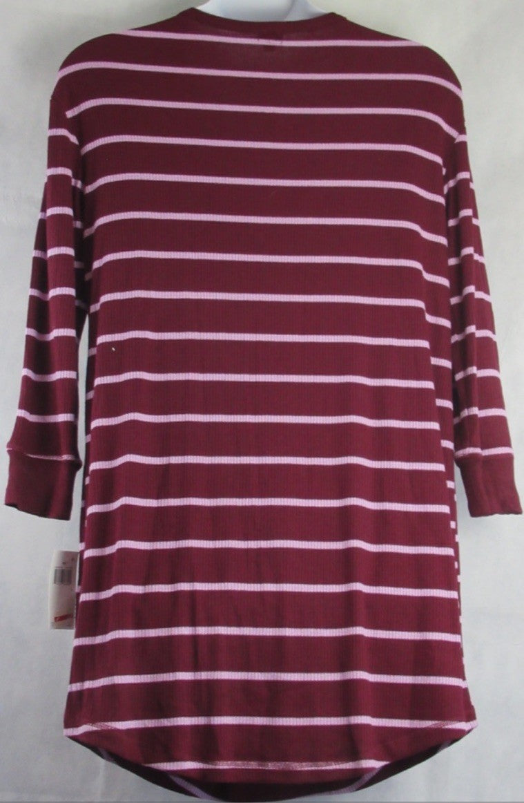 Gap Women's Pajama Shirt Henley Dorm Long-Sleeve Sleepwear Red Striped L New