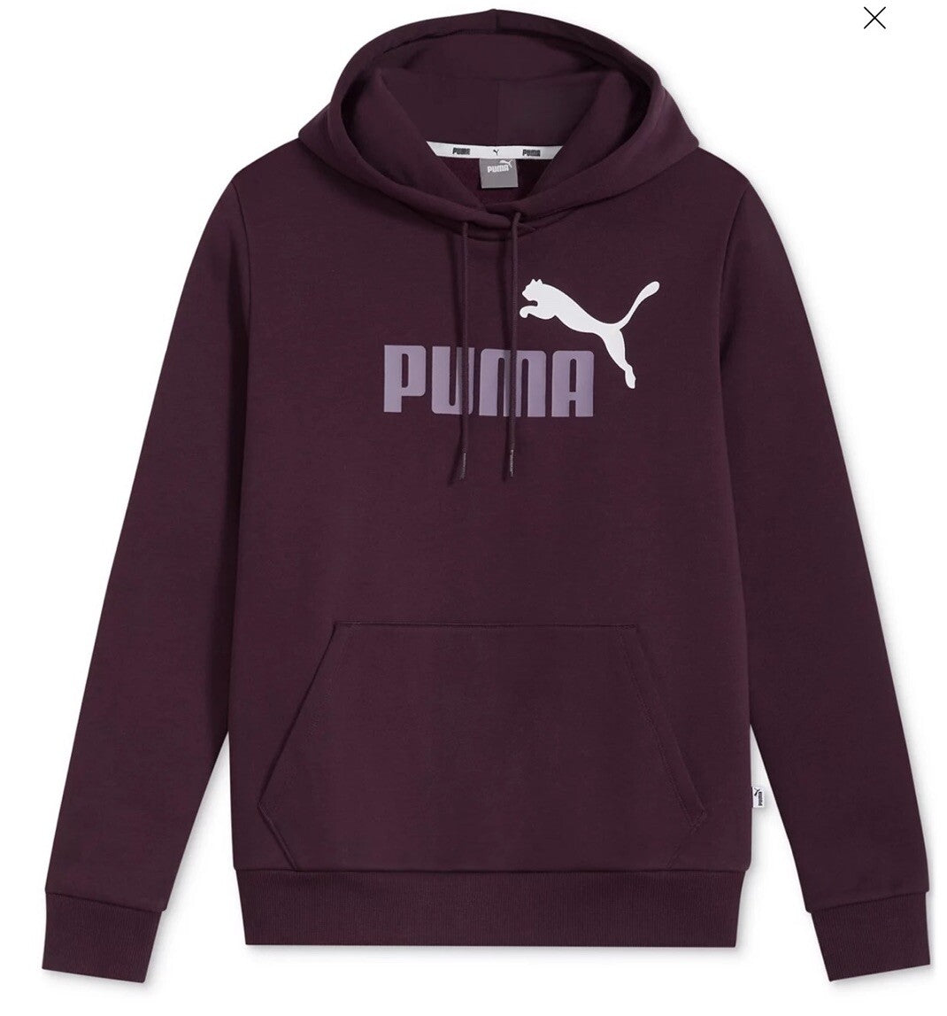 Puma Women's Essential+ Logo Fleece Hoodie Plum Color Size M