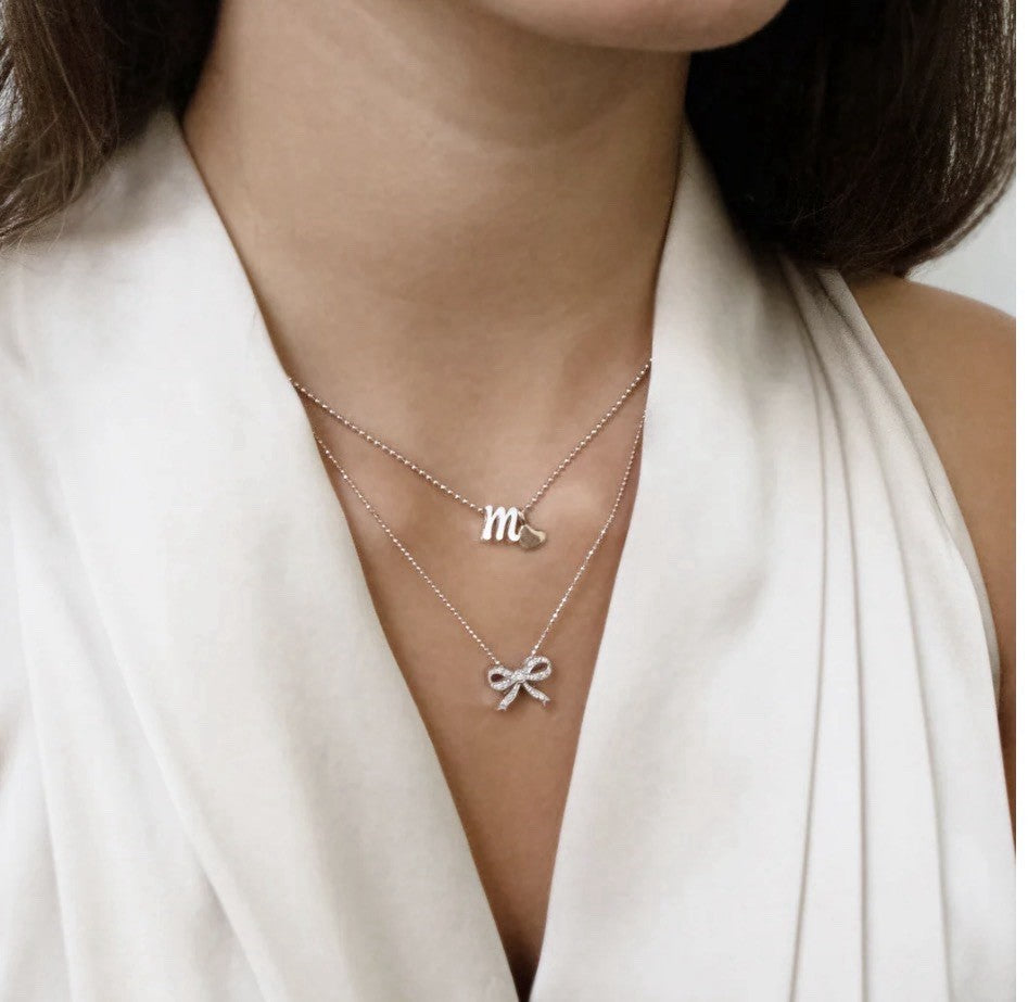 Alex Woo Lowercase Initial 16" Pendant Necklace in Sterling Silver - M