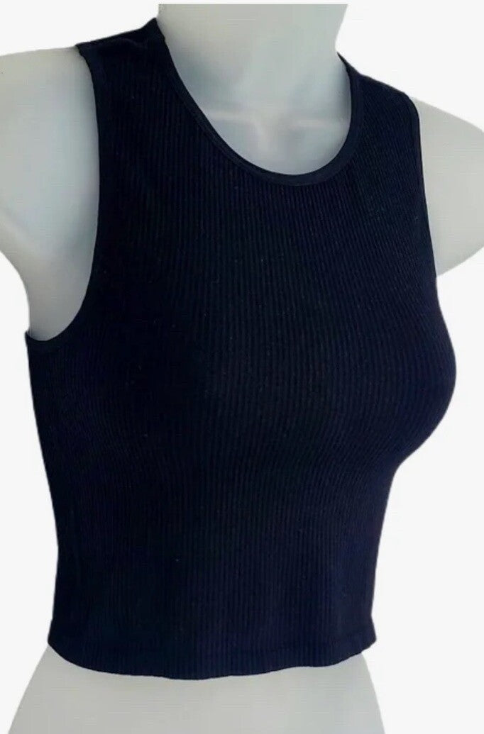 Hippie Rose Juniors Ribbed Crop Tank Top Black S