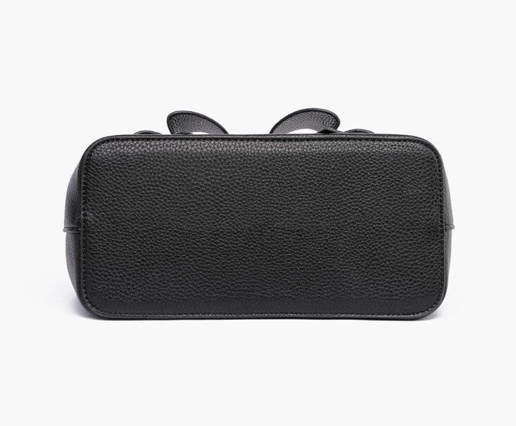 GROSSI/LIKE DREAMS Eva double bowtie vegan leather top handle crossbody -BLACK
