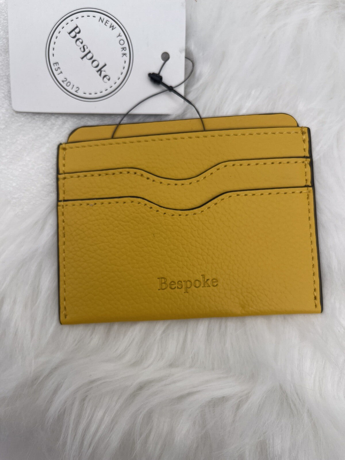 Bespoke Men's Yellow Pebble Leather Card Case Cardholder