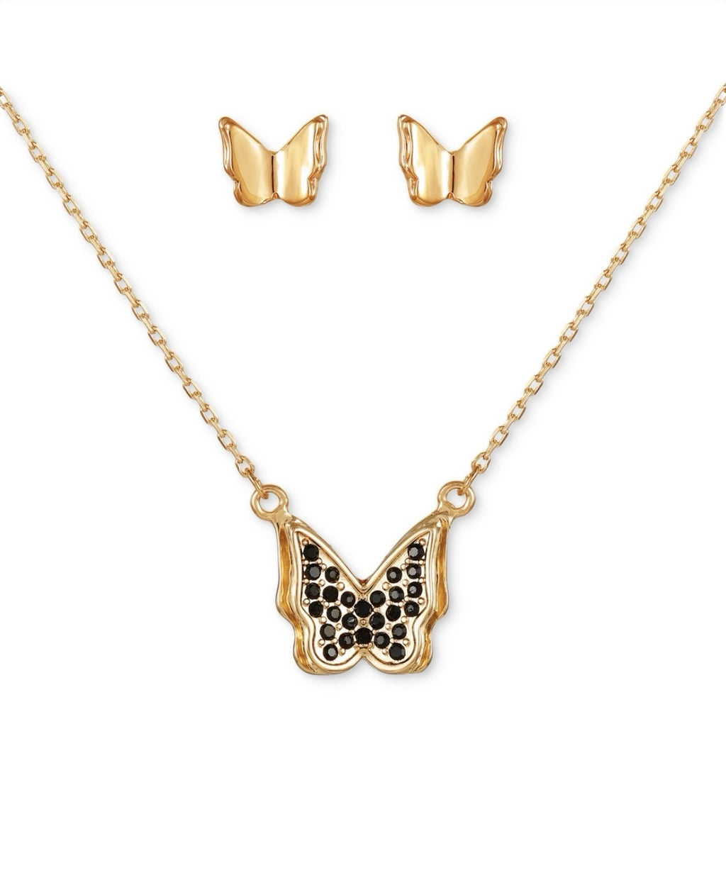 GUESSCrystal Butterfly Pendant Necklace & Stud Earrings Gift Set length: 16"