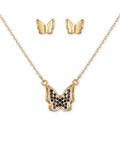 GUESSCrystal Butterfly Pendant Necklace & Stud Earrings Gift Set length: 16"