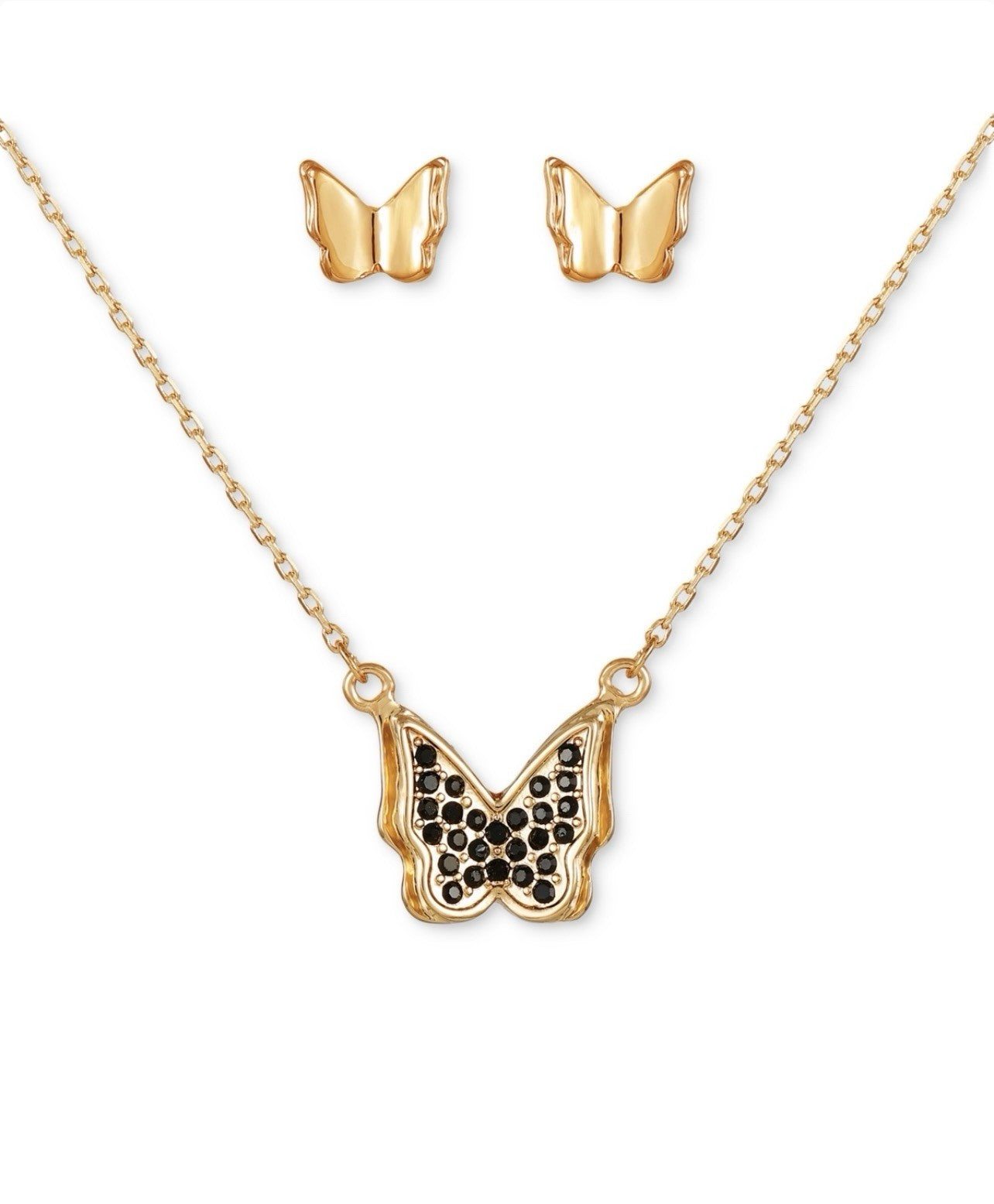 GUESSCrystal Butterfly Pendant Necklace & Stud Earrings Gift Set length: 16"