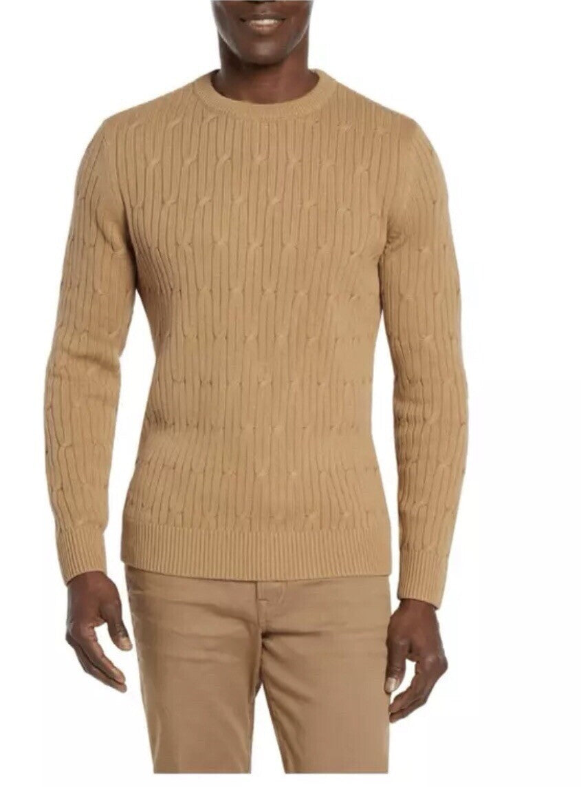 Express Men's Cable Knit Sweater Size XXL Pecan