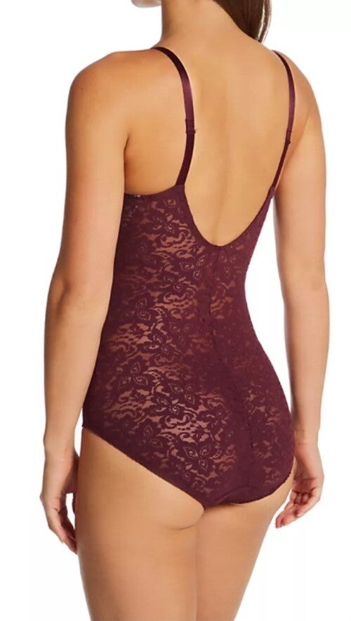 MAIDENFORM Built in Bra Lace FIRM Control Bodybriefer Body Shaper Red Women 36DD