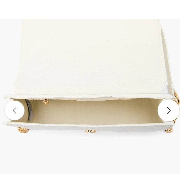 JANE OVERFLAP BOW CROSSBODY BAG WHITE