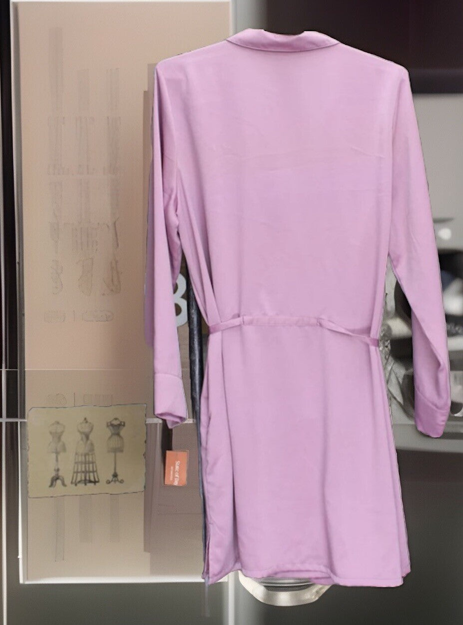 State of Day Crepe de Chine Self-Tie Robe Women's XXL Mauve Orchid Long Sleeve