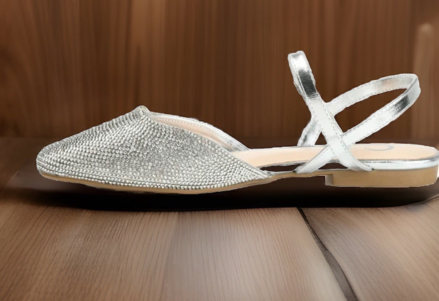 Journee Collection Women's Nysha Rhinestone Flats Silver 8 1/2