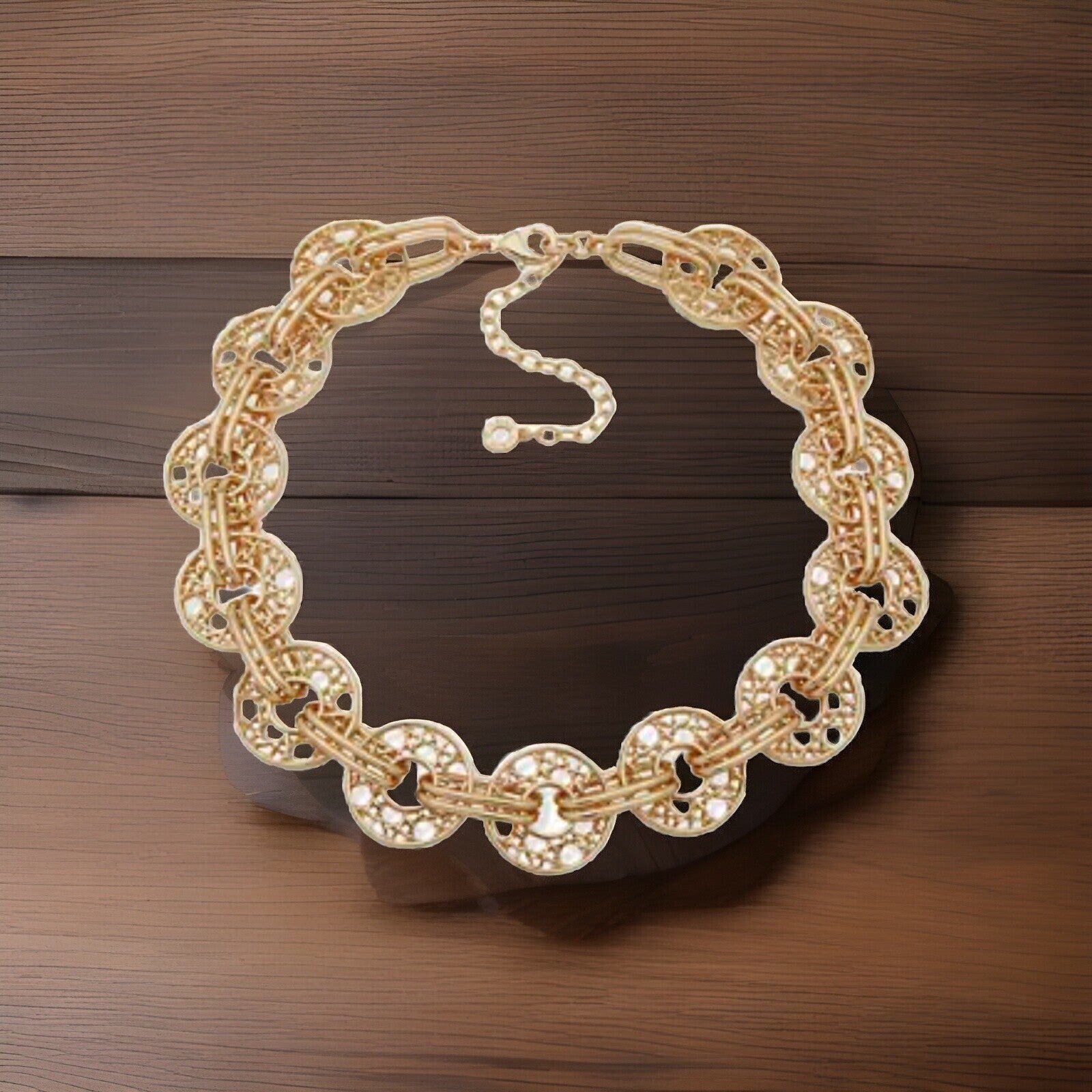 Anne Klein Gold-Tone Woven Ring Collar Necklace, 16" + 3" extende