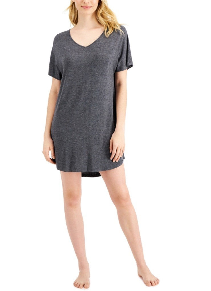 Alfani Women's V-Neck Sleep Shirt Hy Charcoal Htr XL