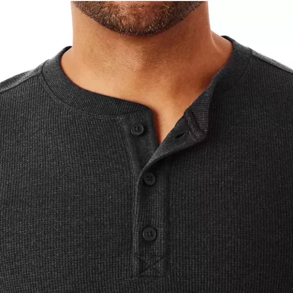 Member's Mark Men's Thermal Henley Size M Black