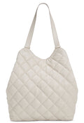 INC Andria quilted faux-leather women's XL tote bag - Bone/ White