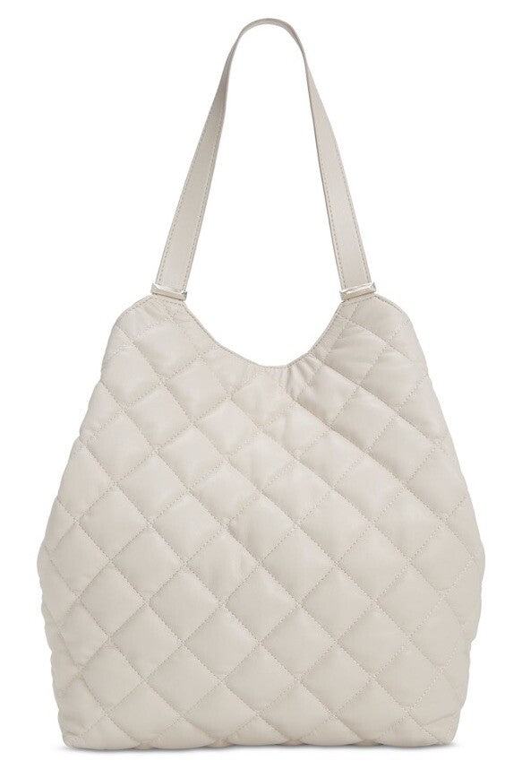 INC Andria quilted faux-leather women's XL tote bag - Bone/ White