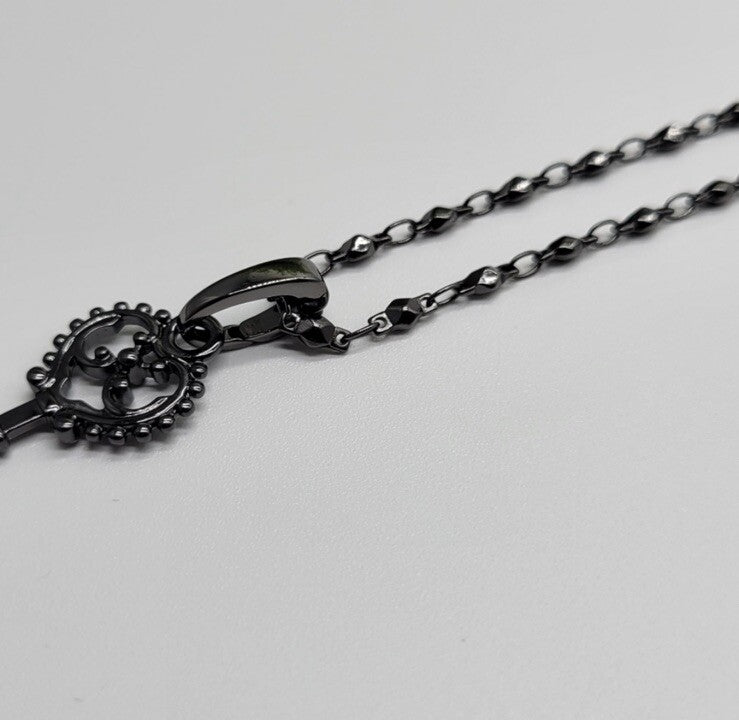 South Hill Designs Key Pendant Necklace Bead Chain Lobster Closure Black 28" New