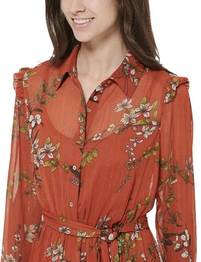 Tommy Hilfiger Women's Floral-Print Ruffled Shirtdress Size 16