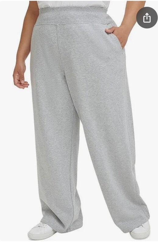 Calvin Klein Performance Womens Wide Leg Sweatpants Athletic Plus 2X Grey