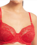 Lauren Ralph Lauren 36D Bra Red Lace Unlined Full Coverage