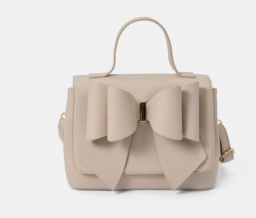 Like Dreams Eva Double Bow Vegan Satchel Crossbody Bag Beige 