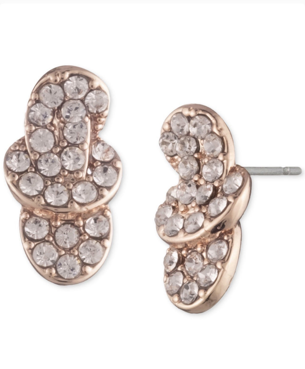 GIVENCHY Gold Tone Pavé Crystal Knot Stud Earrings NWT
