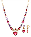Disney Kid's Princess Tiara Red Heart Necklace and Earring Set