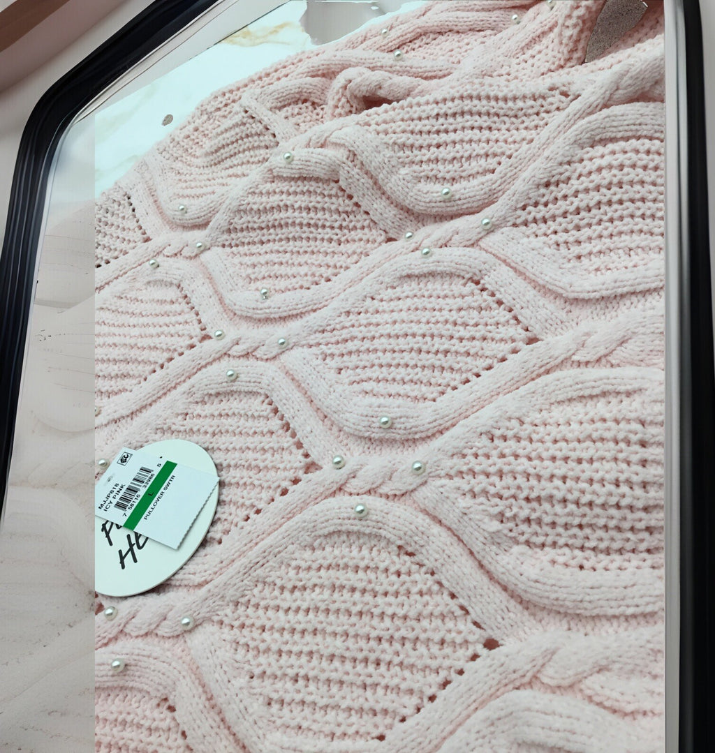Planet heart Pullover Sweater Icy Pink Large 