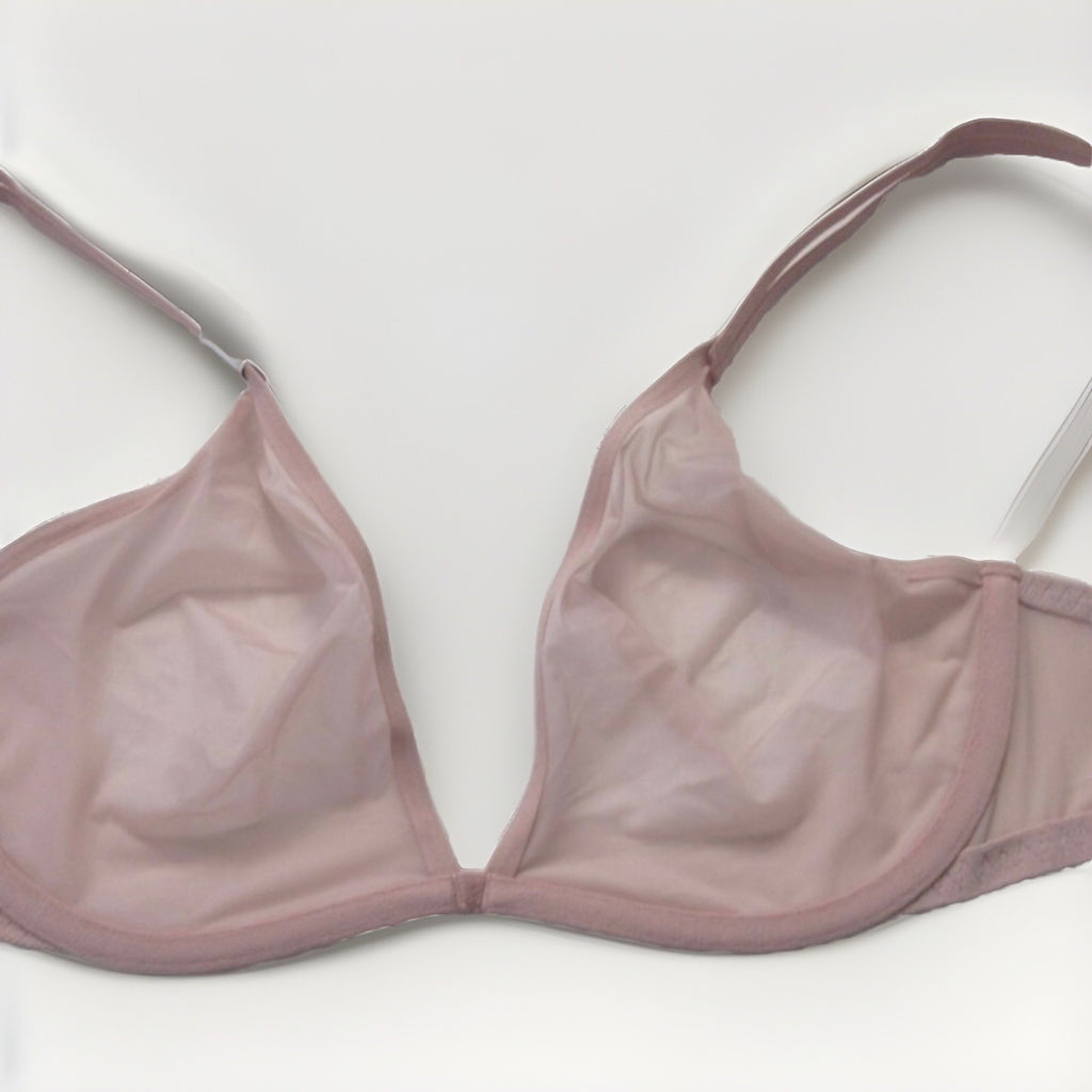 Calvin Klein Women's Sheer Marquisette Unlined Plunge Bra Beige 34C