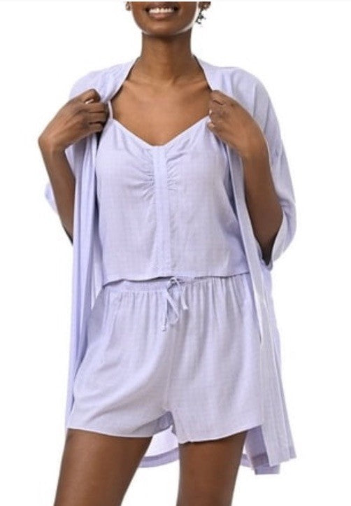 Splendid Women's 3-Pc. Robe, Tank Top & Shorts Sleep Set Size L