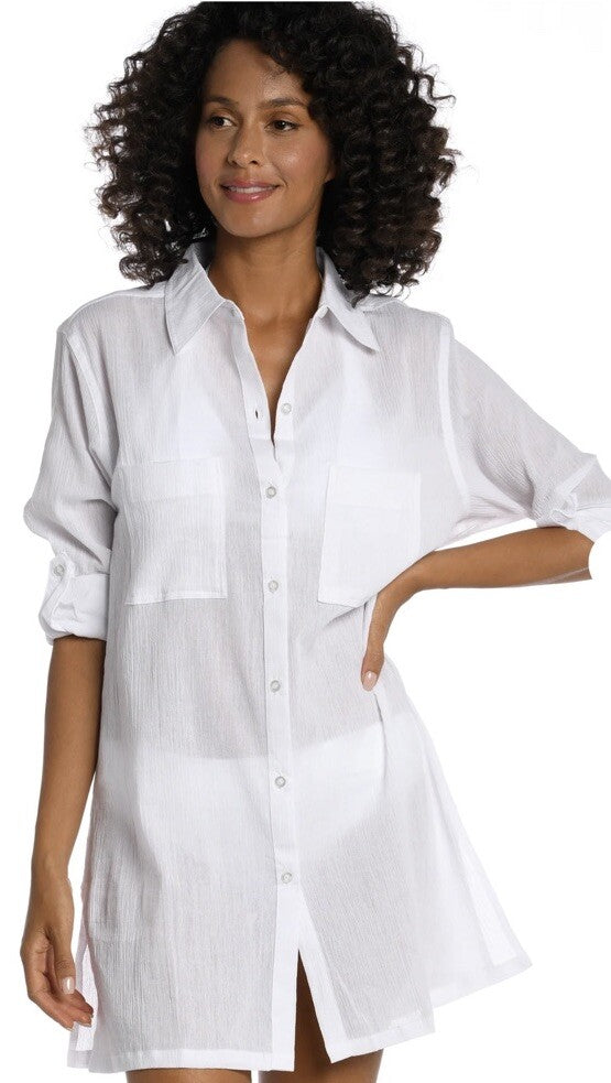 Island Fare Resort Button Down Shirt XS White