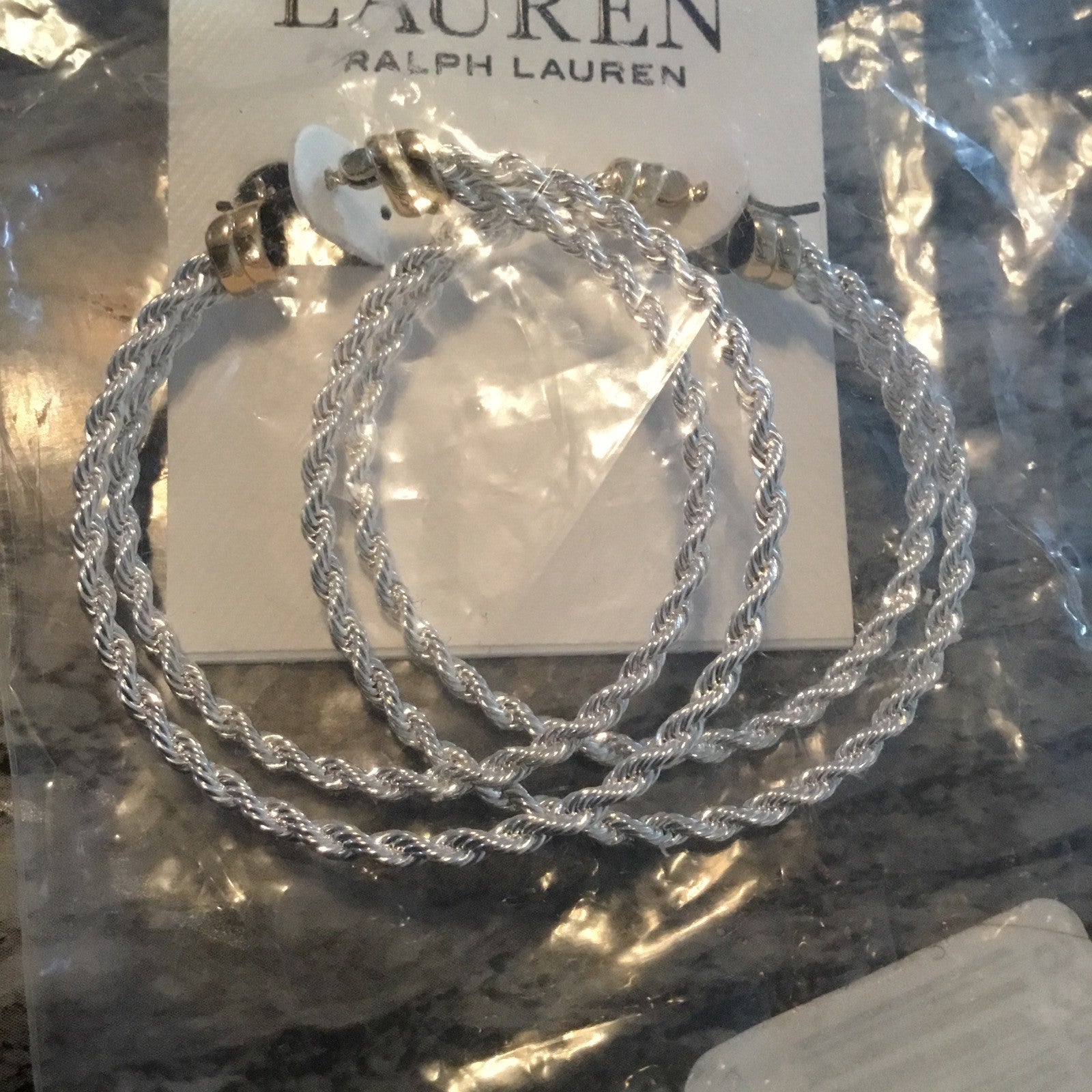 Lauren Ralph Lauren Two Tone 45 Millimeter Split Hoop Earrings