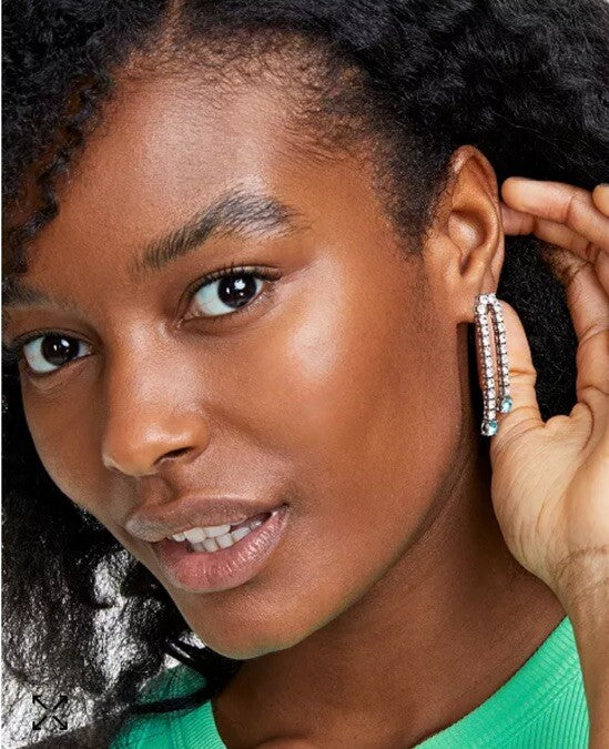 On 34th Crystal Double Chain Drop Earrings, Created for Macy's