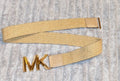 Michael Kors Straw Belt MK Logo Buckle Tan Beige Women's Accessory 