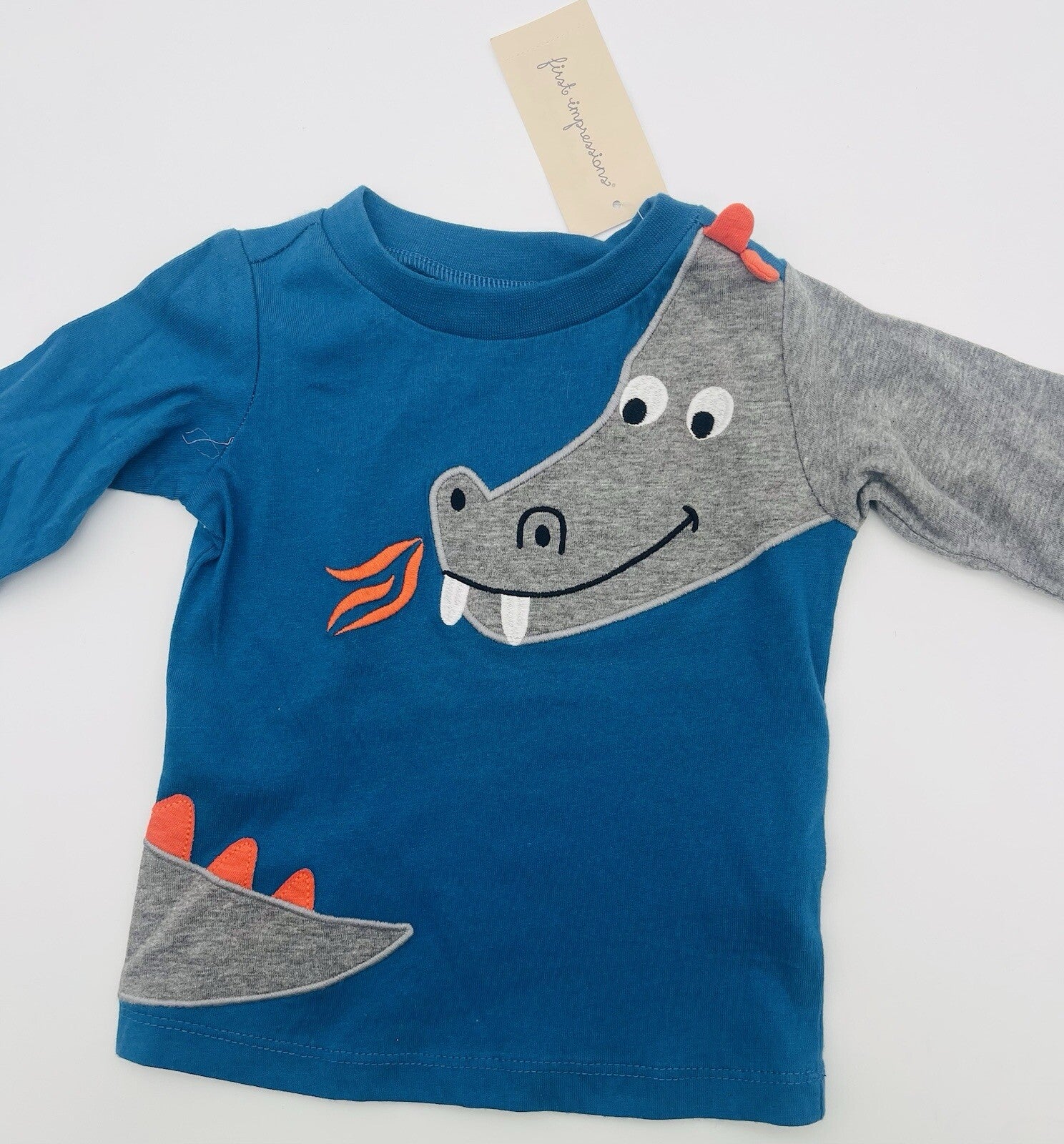 First Impressions Baby Boy's Dragon T-Shirt Blue Size 6-9 Months