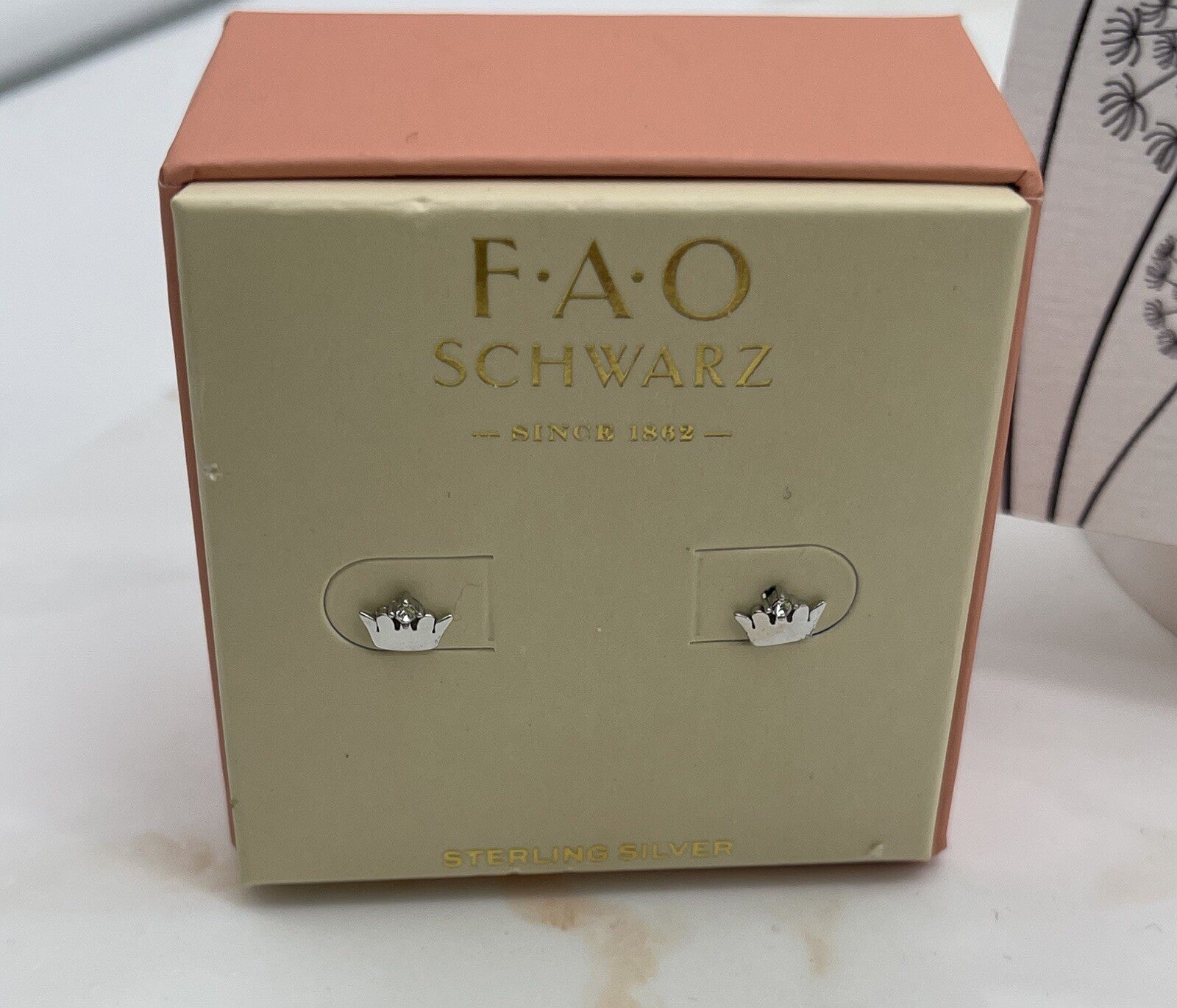 F. A. O Schwarz Sterling Silver Crown Stud Earings