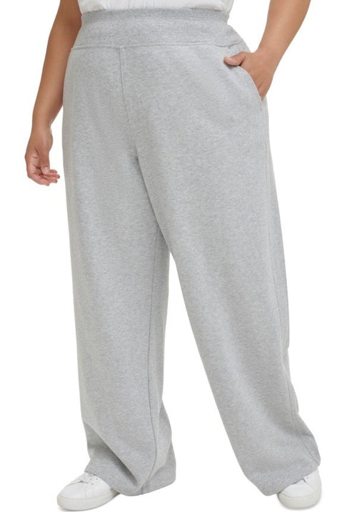 Calvin Klein Women's Gray High-Waist Wide-Leg Sweatpant Pants Plus Size 2X