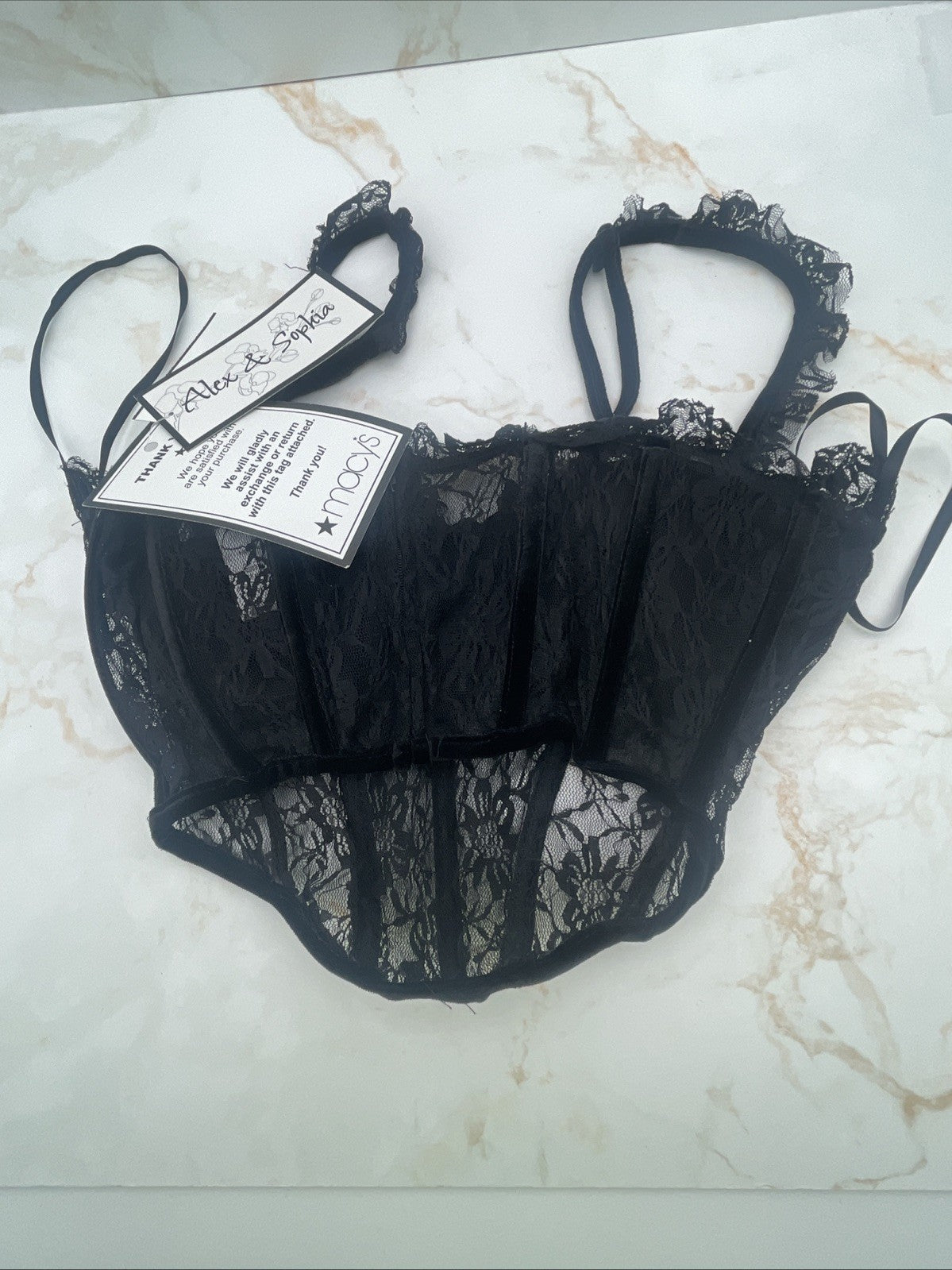 • Chrome Product Details Alex & Sophia Juniors' Velvet-Trim Lace Corset Top 9/10