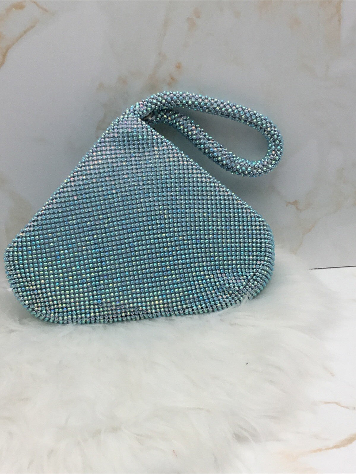 Inc International Concepts Doris Small Crystal Pouch LT BLUE 