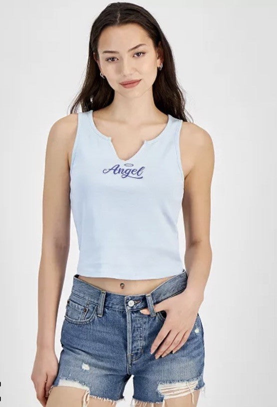Self Esteem Juniors' Angel Graphic-Print Cotton Tank Top - Baby Blue,Size S